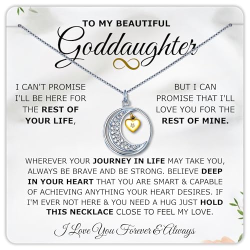 Love You This Much Goddaughter Moon & Back Necklace | .925 Sterling Silver | Christmas...