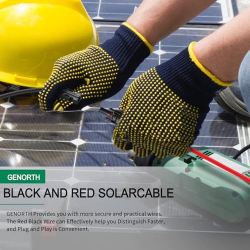 GENORTH 6 mm² Solarkabel Y Verteiler,1Y2 10AWG Solarpanel Y Stecker Solar Paar MMF und FFM,PV Y Kabel für Solaranlage Photovoltaik(Rot + Schwarz)