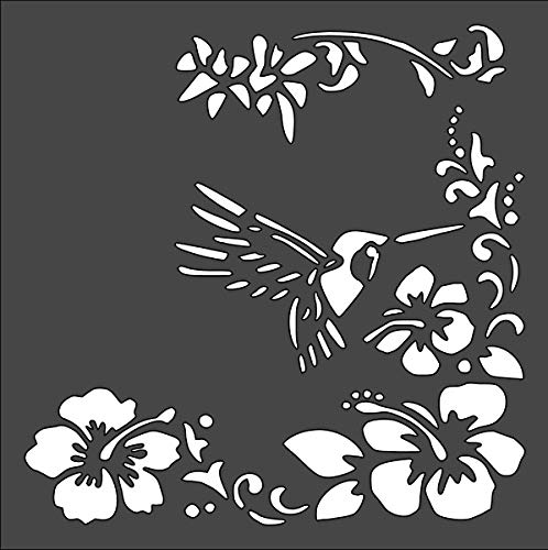 Hummingbird Logo Stencil Reusable Sturdy Flexible Clear Plastic 1-5.5x5.5 in Arts and Crafts Material Scrapbooking for Airbrush Painting Drawing