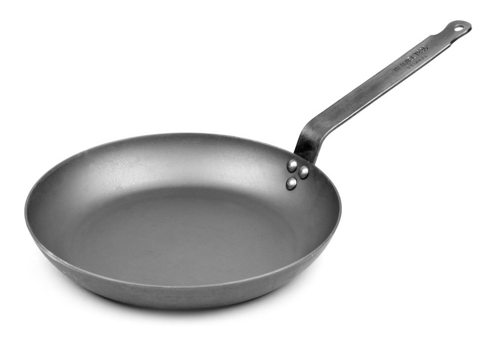 Mauviel M'Steel Black Carbon Natural Nonstick Frying Pan With Iron Handle, 12.6-in