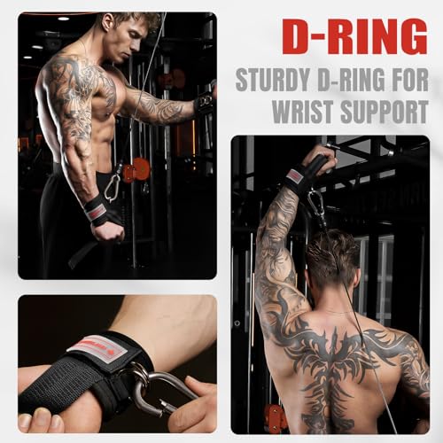 Image of MANUEKLEAR 2 Size Gym Lifting Straps with D Rings for Cable Machine