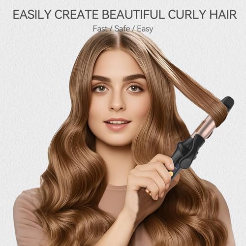 Image of Cordless Curling Iron Travel Mini Curling Iron USB Rechargeable 4000 mAh 3 Temp Setting Ceramic Curling Wand
