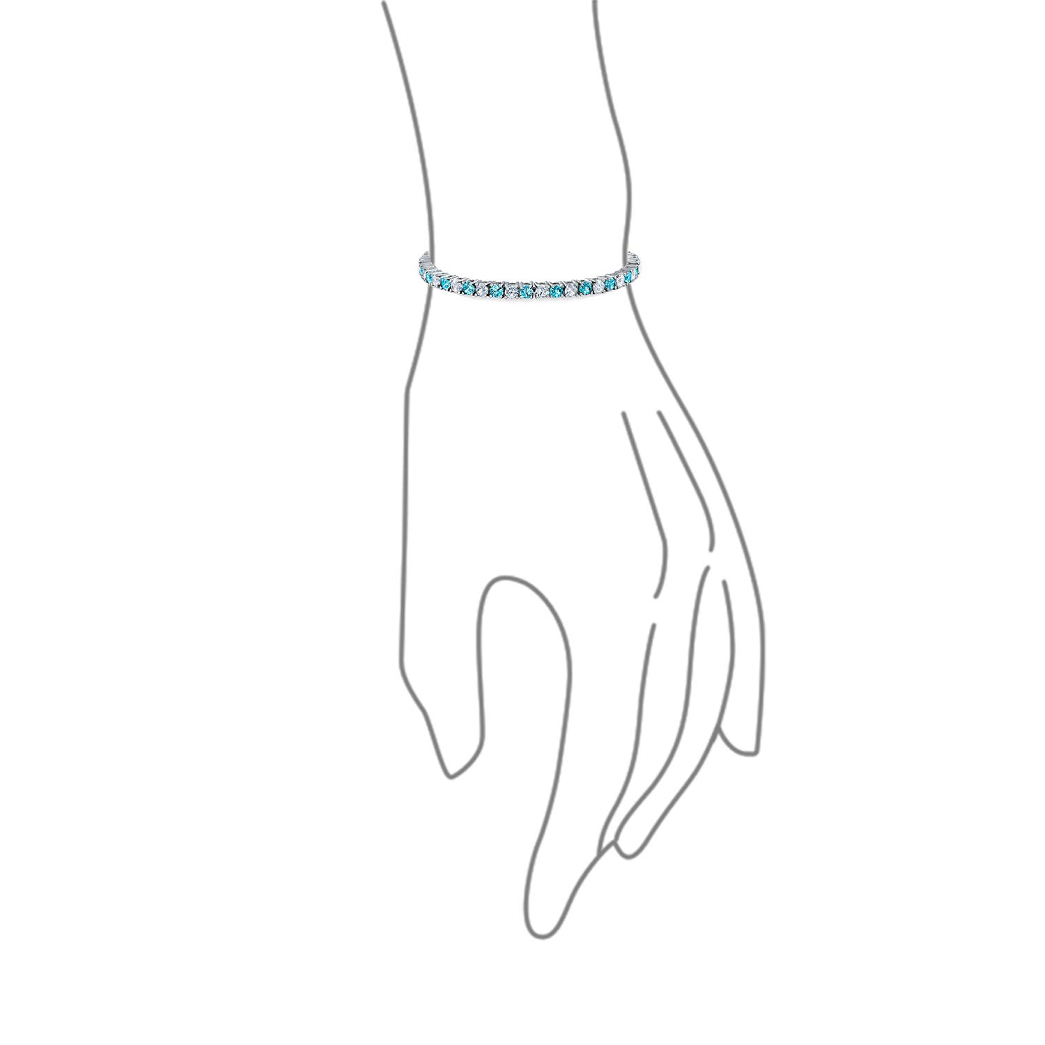 Alternando Zirconia Cubica Rotonda 12,00 Ct 4 Prong Basket Set Solitaire Aaa Cz Bracciale Da Tennis Per Le Donne Prom Sposa Placcato In Argento Simulato Gioiello Colore Birthstone 7,5 Pollici