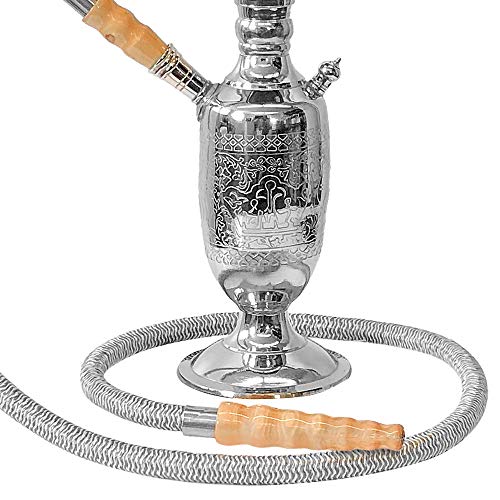 Mianova Orientalische 1 Schlauch Wasserpfeife Nargile Hookah Shisha Set aus Metall 50cm mit 5 Mundstücke Zange 1 Rolle… – Bild 4