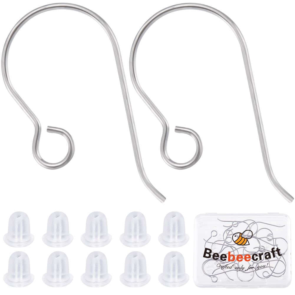 SUNNYCLUE 40 Ganci Per Orecchini Fai-da-te In Acciaio Inossidabile: 4 Colori (nero, Arcobaleno, Oro, Argento). Con Barra A Pizzico, Facili Da Usare Senza Anelli Salto. Ipoallergenici, 27x20 Mm. In Scatola Portaoggetti.