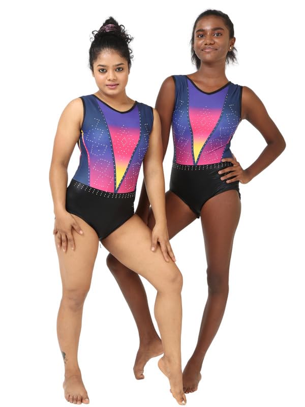 Image of IKAANYA Girls /Women Sleeveless Leotard - Ideal for Gymnastics, Dance, Yoga, Acrobatics or Performance (Toddlers, Kids, Adults)