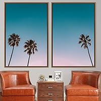 2 Piece Framed Canvas Wall Art Palm Tree Canvas Prints Home Artwork Decoration for Living Room,Bedroom - 16