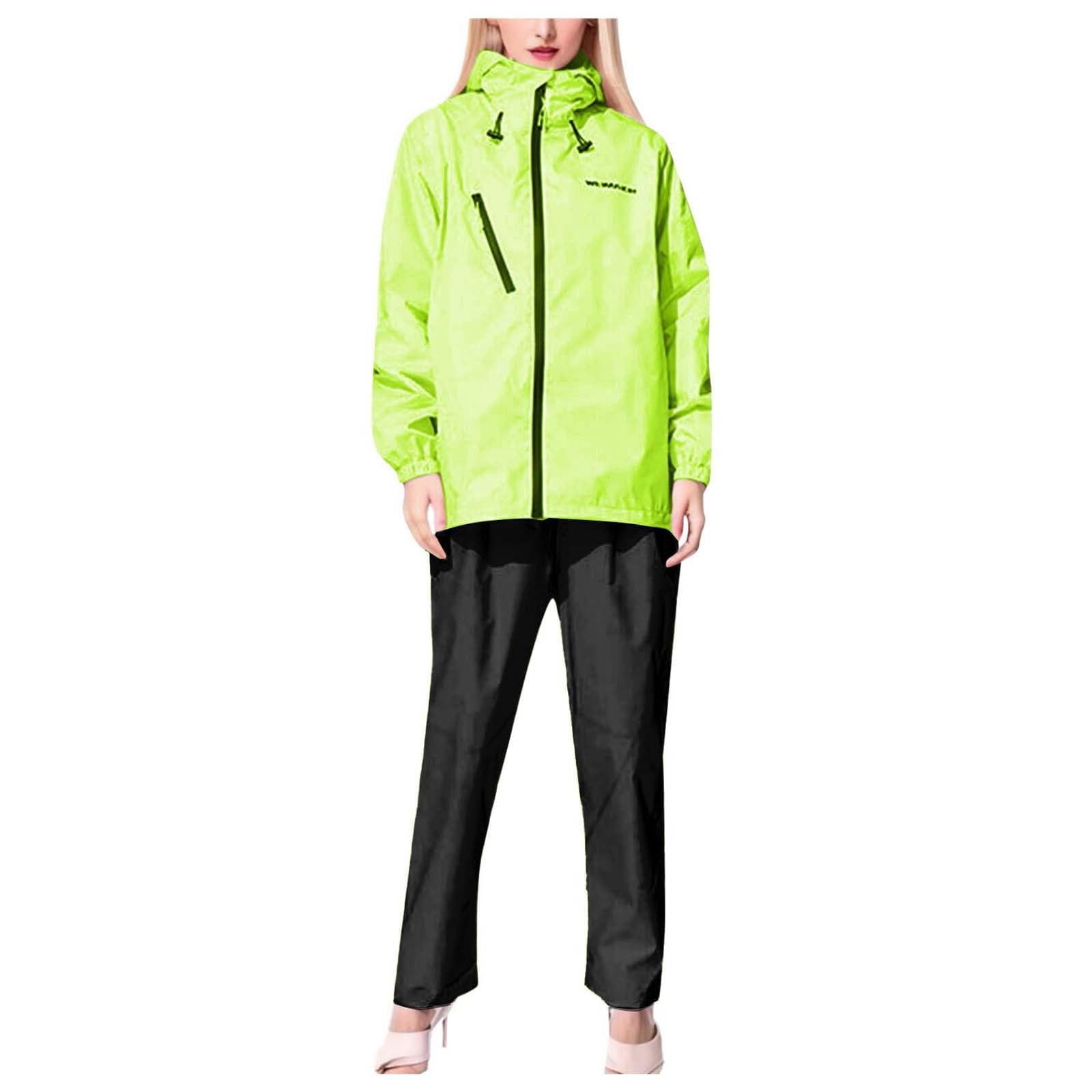 Ensemble Femme Ete 2 Pièces Poncho de Pluie léger imperméable et Respirant avec Capuche Ajustable et Poches pour Hommes et Femmes