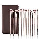 Z'OREYA Eye Makeup Brushes, 12 Pcs Professional Eye Brush Set Eyeshadow, Eyebrow, Blending, Fan, Eyelash Brush Set With Carrying Bag(Champagne Gold)