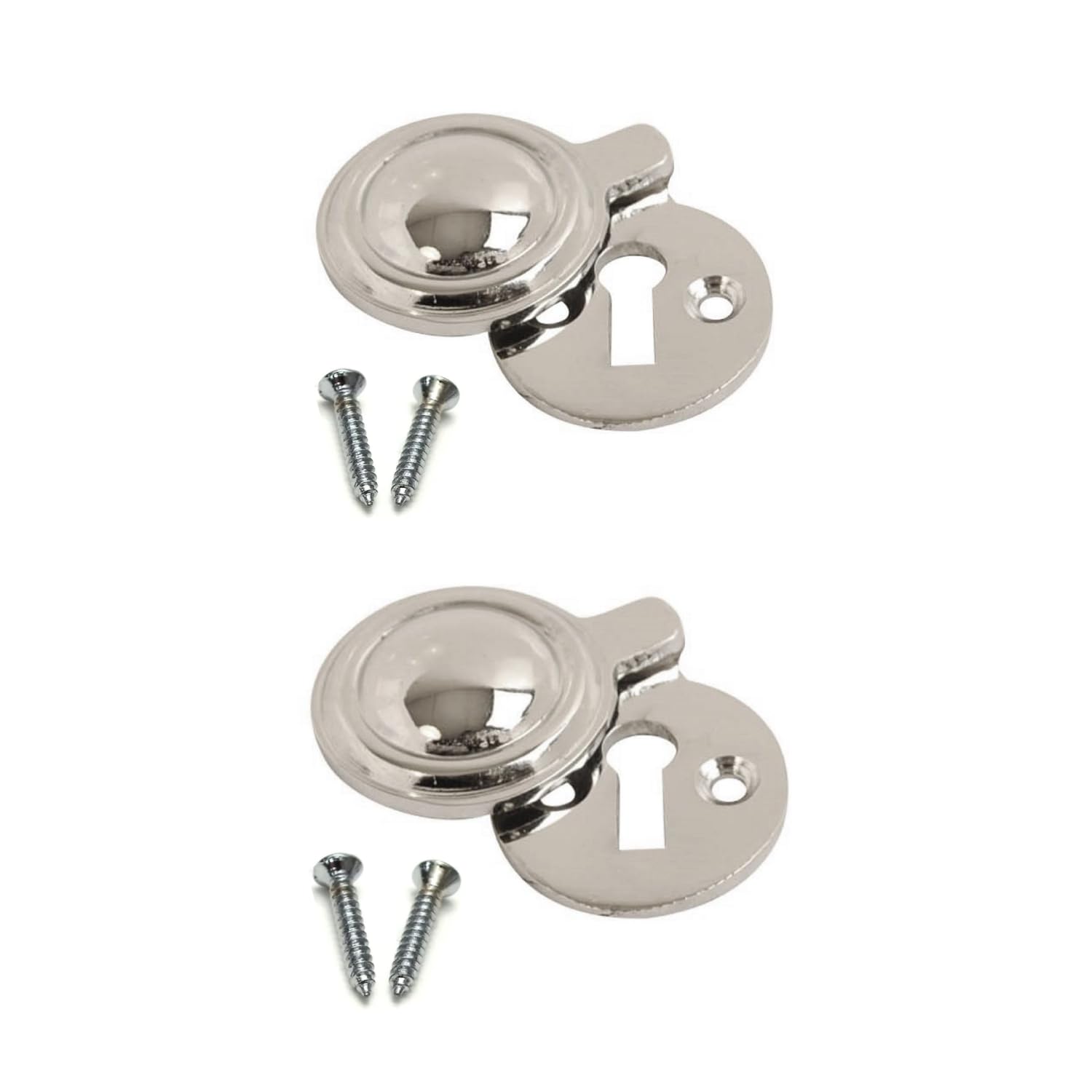 Victorian Keyhole Covered Escutcheon Chrome Covered Round Front Door Keyhole Covered 35mm Plate Lock Cover with Screws for Internal Doors Pack of 2. — image 1