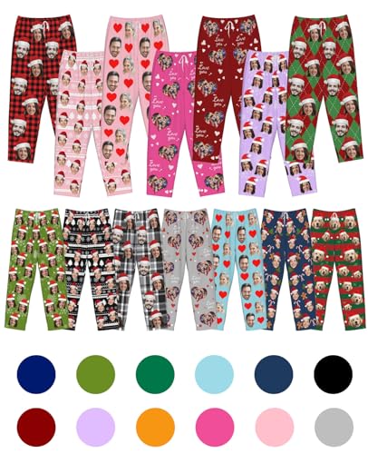 Custom Pajama Pants with Photo Personalized Pajama Face Pants for Men Women Customized Christmas Sleepwear Bottoms2