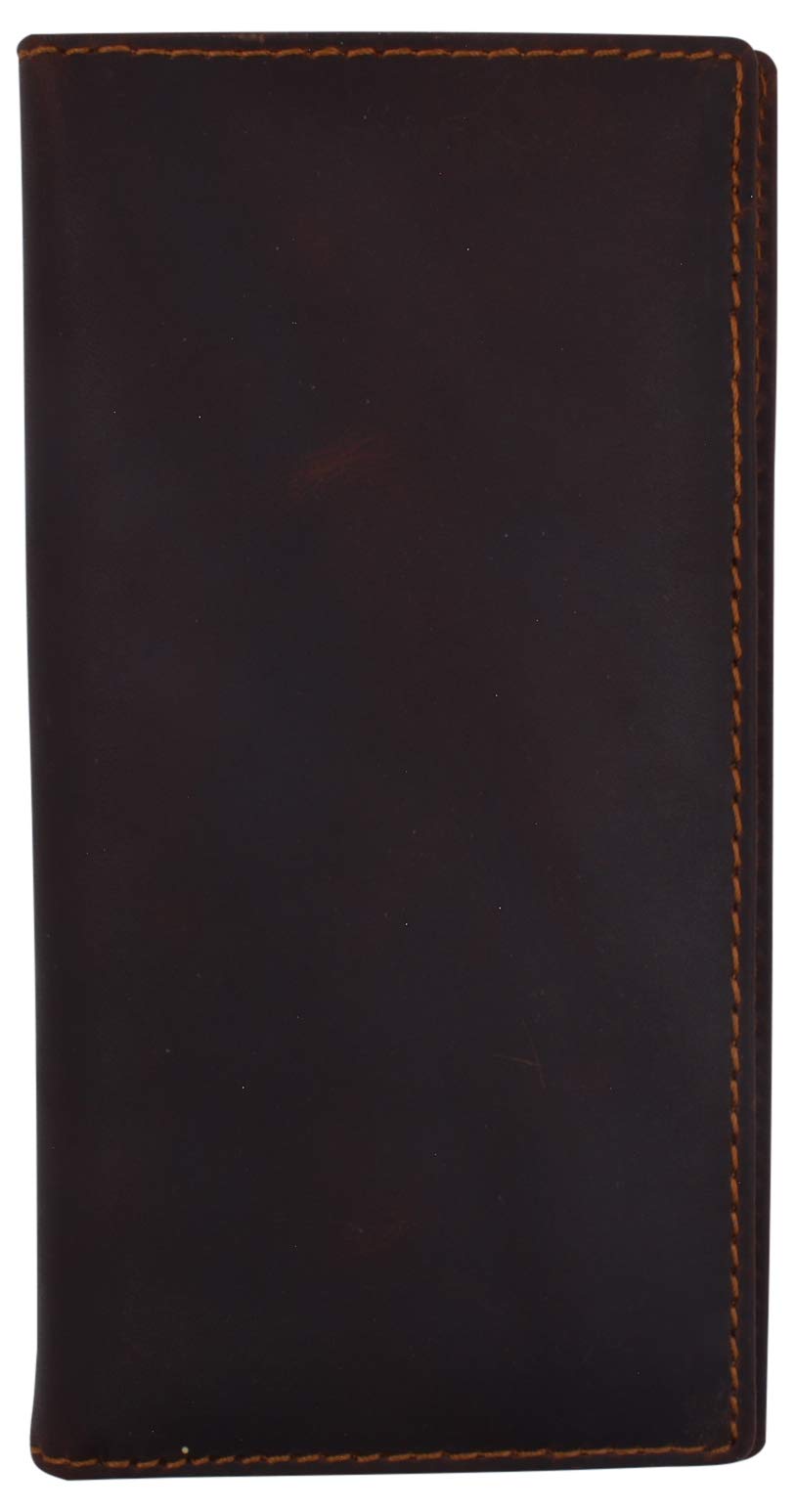 Funda de piel auténtica para chequera que evita arrugas con cuero Marshal marrón vintage 156-cr 8