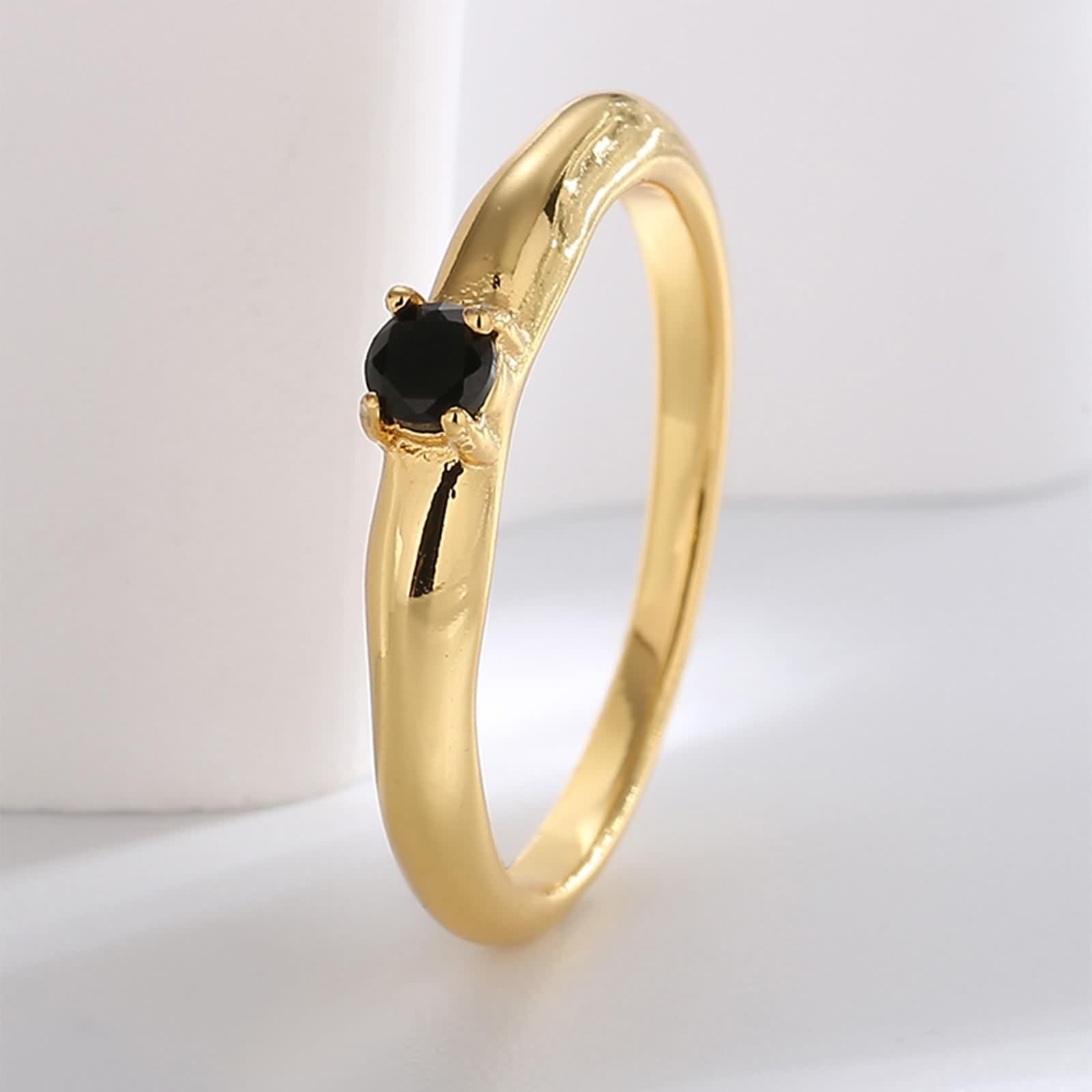 Anillos Oro, Anillos Mujer Ágata Solitario Oro Amarillo de 9K/14K/18K para Esposa Madre