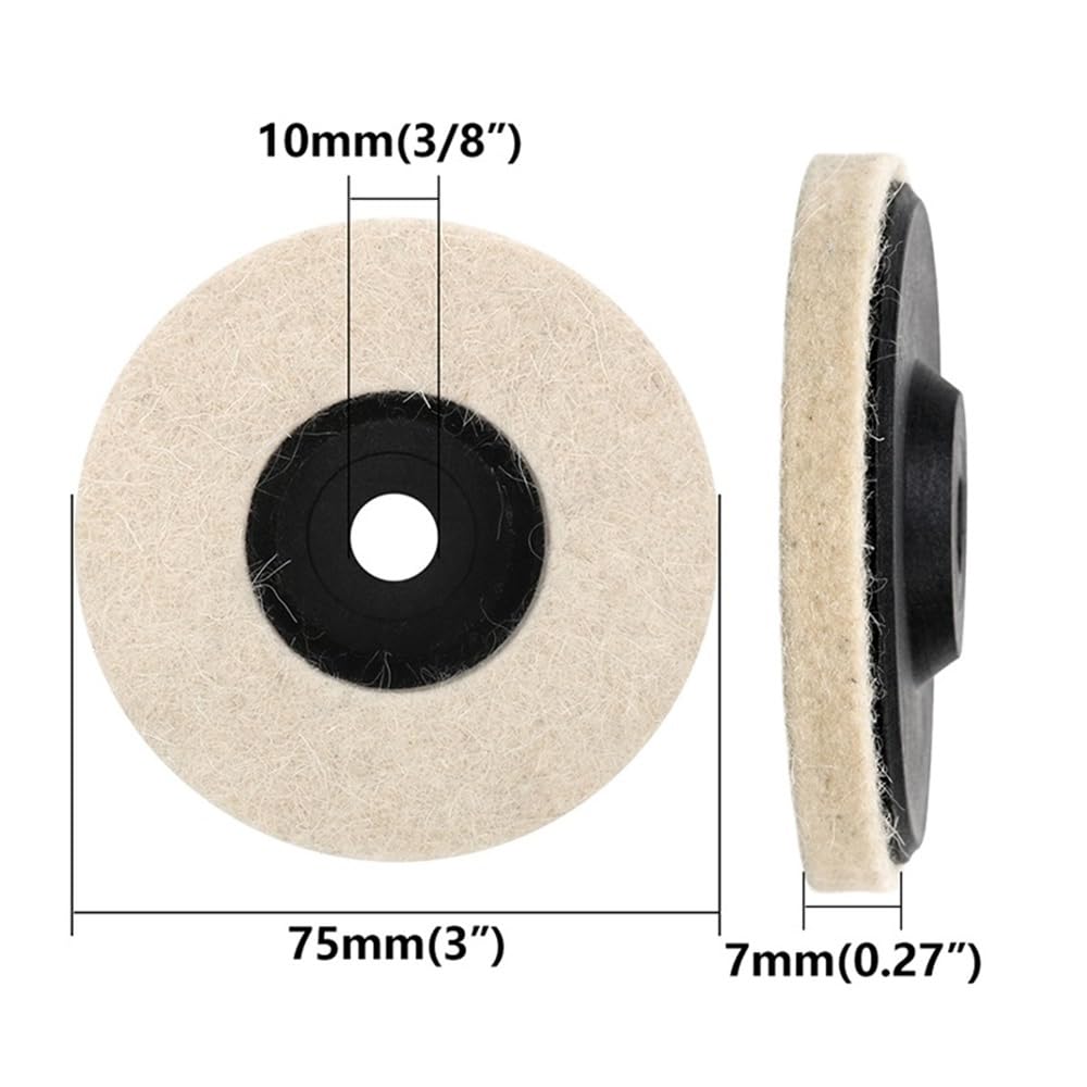 Baumwoll-Polierscheibe, 2 Stück, Wollscheiben, weiß, 50 mm/75 mm, for Winkelschleifer(50 * 10 * 7mm)
