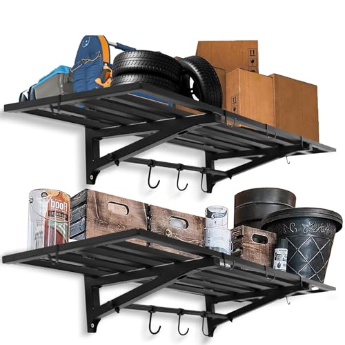 2-Pack 1X4 FT Garage Shelving Wall Mounted Holds Up to 800 Lbs He...