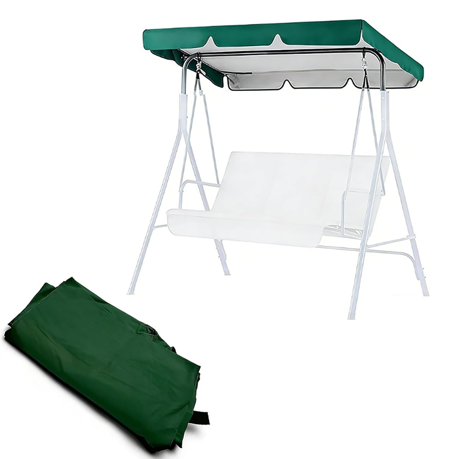 YCXHGK Universal Swing Canopy Replacement, Outdoor Sun Shade Awning Cover, 2/3 Seater Porch Hammock Top Canopy Cover, Waterproof Swing Top Cloth(Green,190x132cm/74.8x52in)