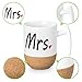 Zi-Rui Mr and Mrs Ceramic Coffee Mugs Set of 2 - Novelty Mr and Mrs Coffee Tea Cups 10.5 oz With Cork Bottom. Comes In A Gift Box, For Parents,Anniversary, Mom and Dad, Couples, Friends, Lovers.