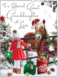Jonny Javelin Special Great Granddaughter Love Christmas Card Girl Horse