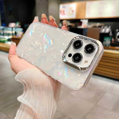 Image of COVERLY for iPhone 12 Pro Holographic Marble Glitter Case,Luxury Laser Colorful Dream Hard Shell Phone Case Camera Lens Protection Bling Nebula Shockproof Aesthetic Cover for Apple iPhone 12 Pro