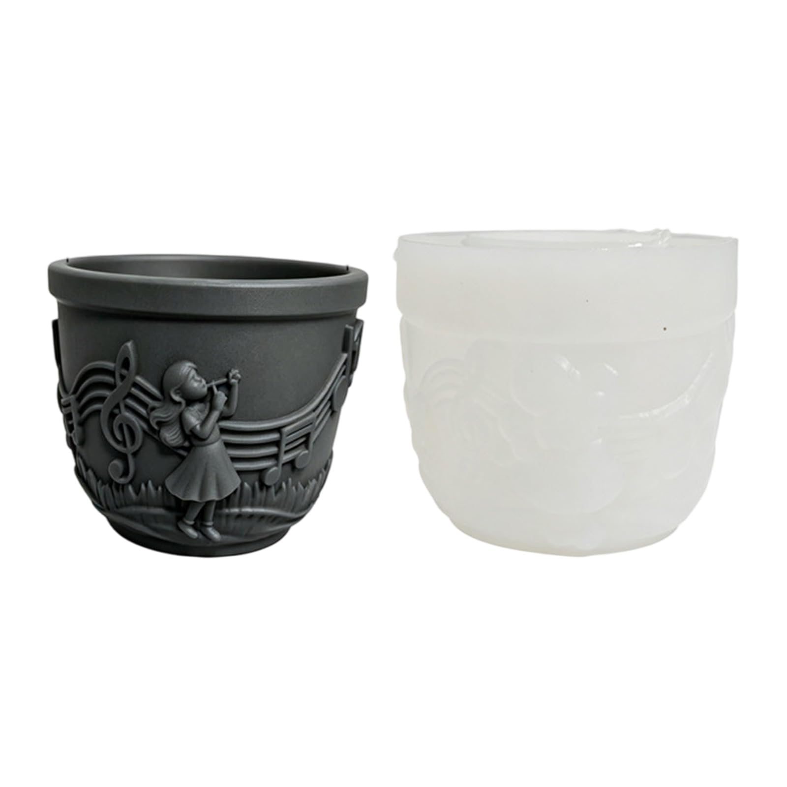 BWANGIAO Music Girl Silicone Mold For Handmade Candle Cup Storage Jar Crafting Projects Flexible Reusable Succulents Planter Moul
