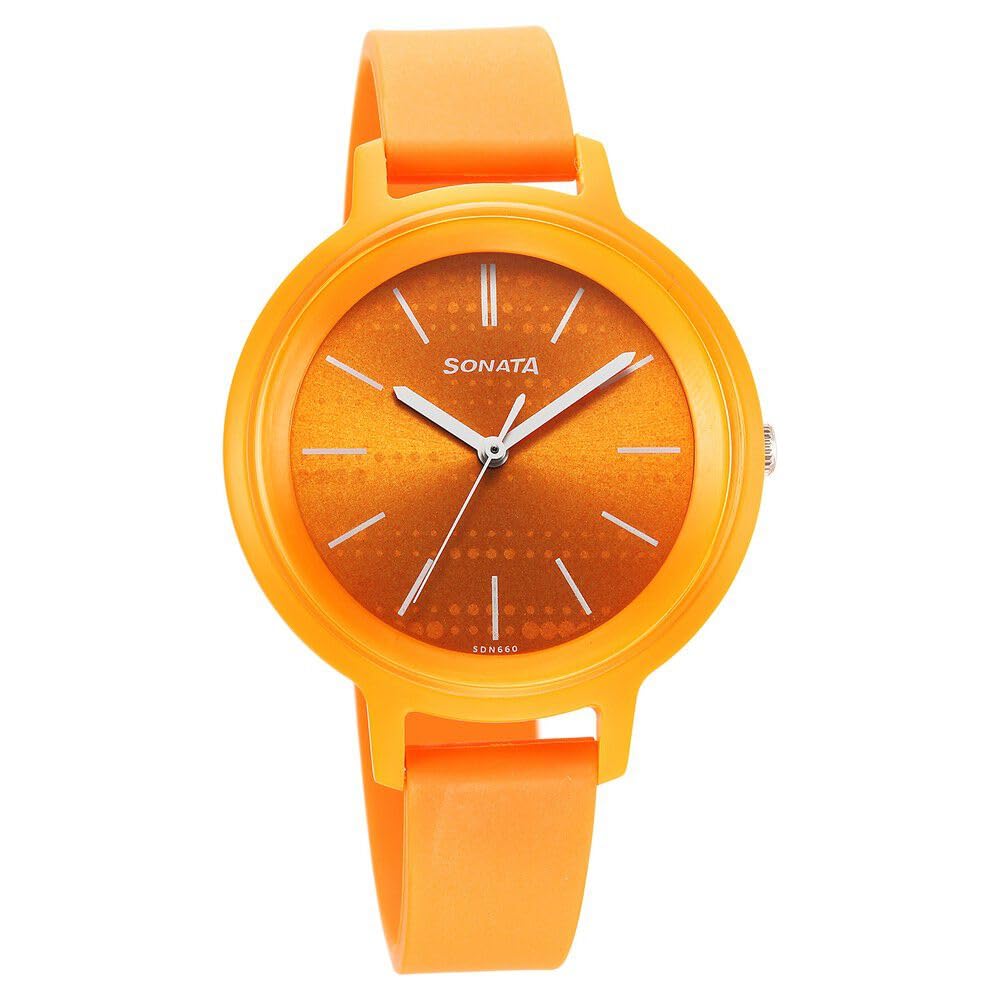 Sonata Splash Quartz Analog Orange Dial Plastic Strap Watch for Women-87049PP04W (B0CSP1YVZV) Amazon Price History, Amazon Price Tracker