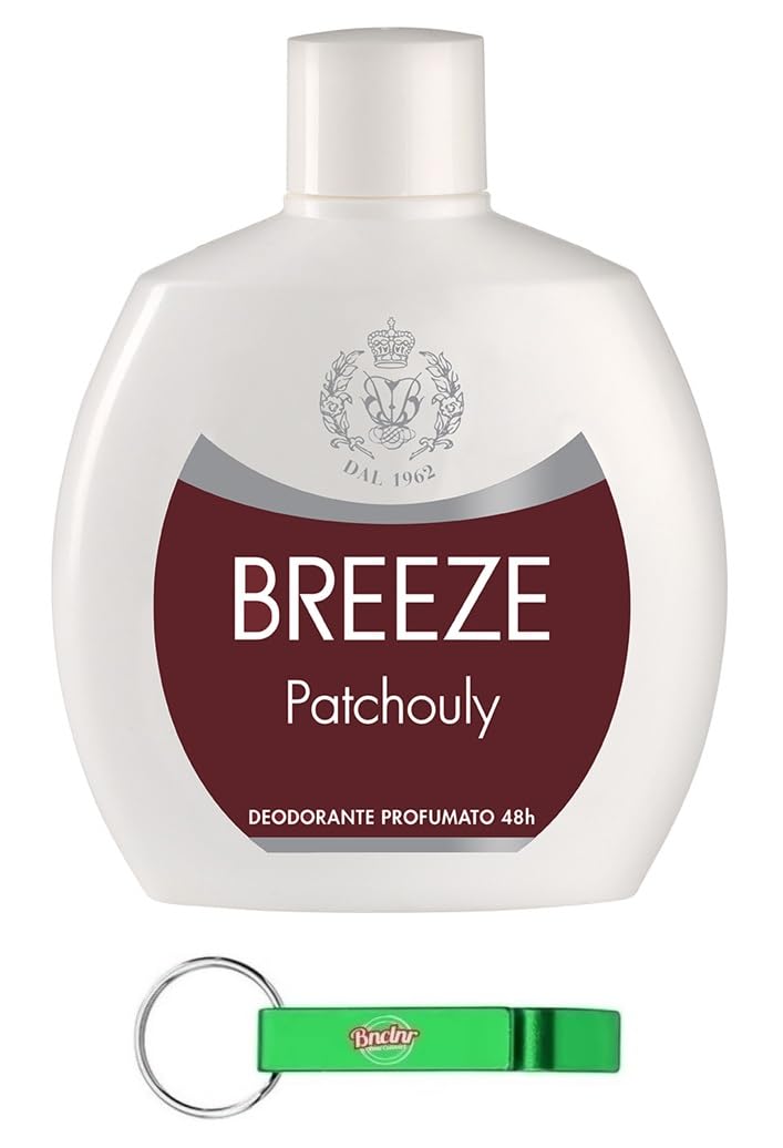 Breeze Patchouly - Desodorante Squeeze (12 unidades, sin gas y sin sales de aluminio, desodorante perfumado de 48 horas, 100 ml, incluye llavero Beni Culinari gratuito)