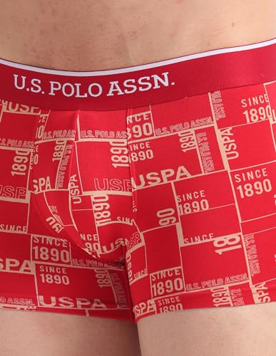 Image of U.S. Polo ASSN. Mens OET01 Mid Rise Printed Underwear Trunks - Pack of 3