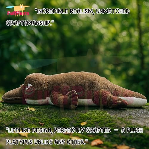 PuffPurrs Lebensechter Schnabeltier-Plüsch, Realistischer Entenschnabel-Breite Schnauze Teddy, Süßer Schnabeltier Kissen-Geschenk, 43 cm