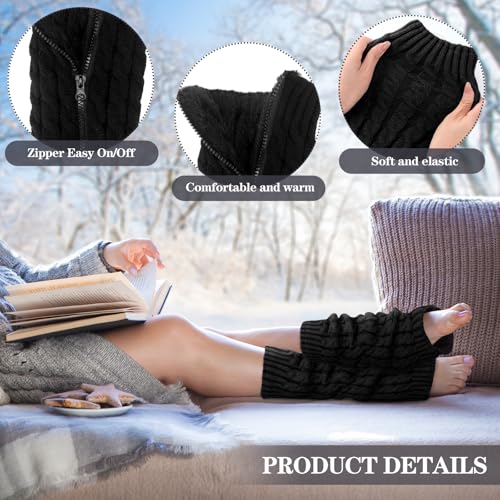 3 Pair Leg Warmers for Women Ice Skating Figure Skating Winter Zipper Knit Fleece Lined Warmer3