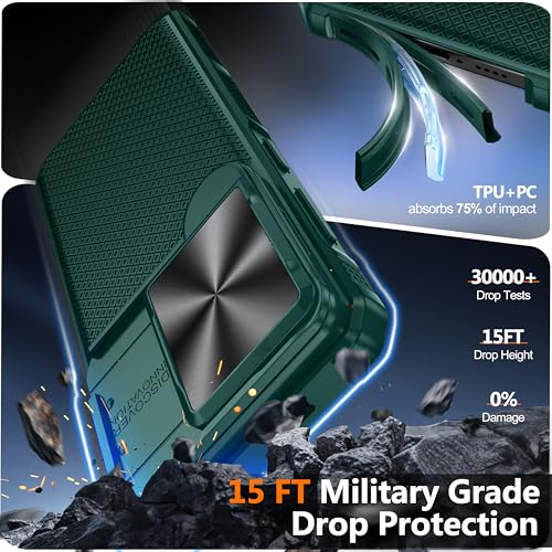 Image of Magnetic for Samsung Galaxy S26 Case,[Slide Camera Cover][Kickstand][Compatible with Magsafe][Military Grade Protection] Shockproof Rugged Case for Galaxy S26, Green