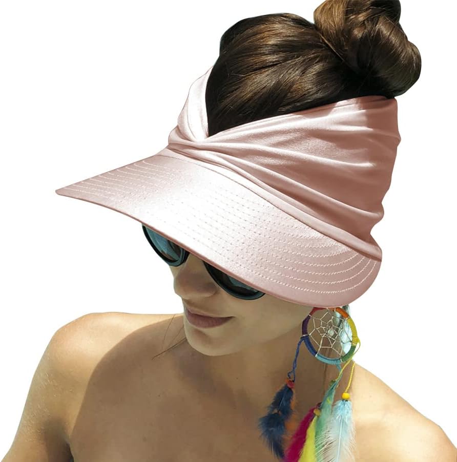 Sombrero de visera para mujer, ala ancha, viseras de verano, protección UV, plegable, gorra de playa