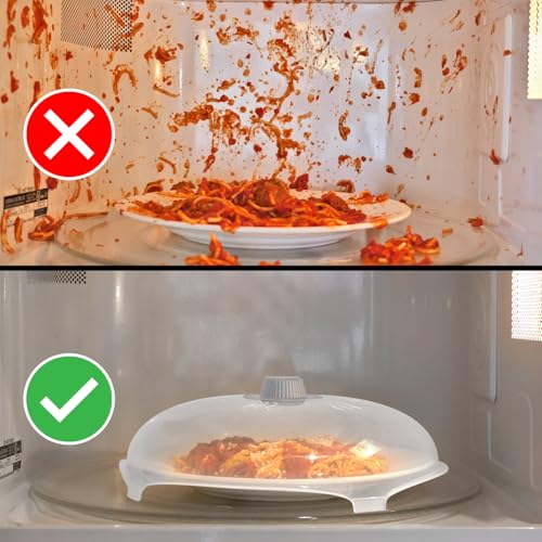 Image of HOVER COVER Tall Magnetic Microwave Splatter Cover for Food, 12-Inch - Gray | Highest Power Magnetic Grip, BPA-Free Food Lid, Upgraded Handle, Vented Plate Guard, Dishwasher Safe, Space-Saving Storage