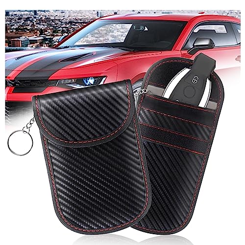 Nestling 2 Pack Signal Blocking Faraday Pouch for Car Keys RFID Key Case, Anti-Theft Remote Entry, Black, 2 Pack Signal Blocking Pouch