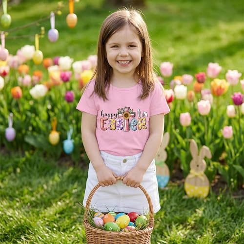 Image of Easter Shirts for Girls Kids Easter Gift Bunny T-Shirt Clothing 3-12 Years