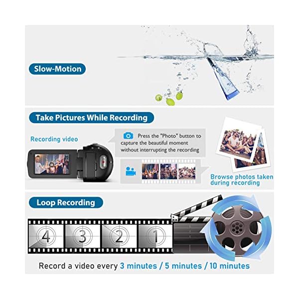 Videokamera Camcorder WiFi YouTube Vlogging Kamera FHD 1080P 30FPS 26MP 16X Digital Zoom IR Nachtsicht 7,6 cm IPS Touch… – Bild 8
