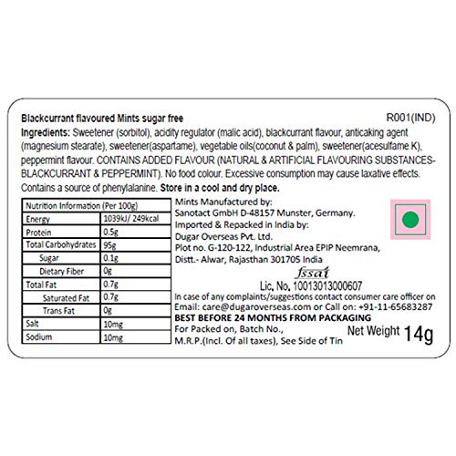 Image of Impact Mints Sugar Free Mints Black Currant 14G, 14 G (Pack of 3)