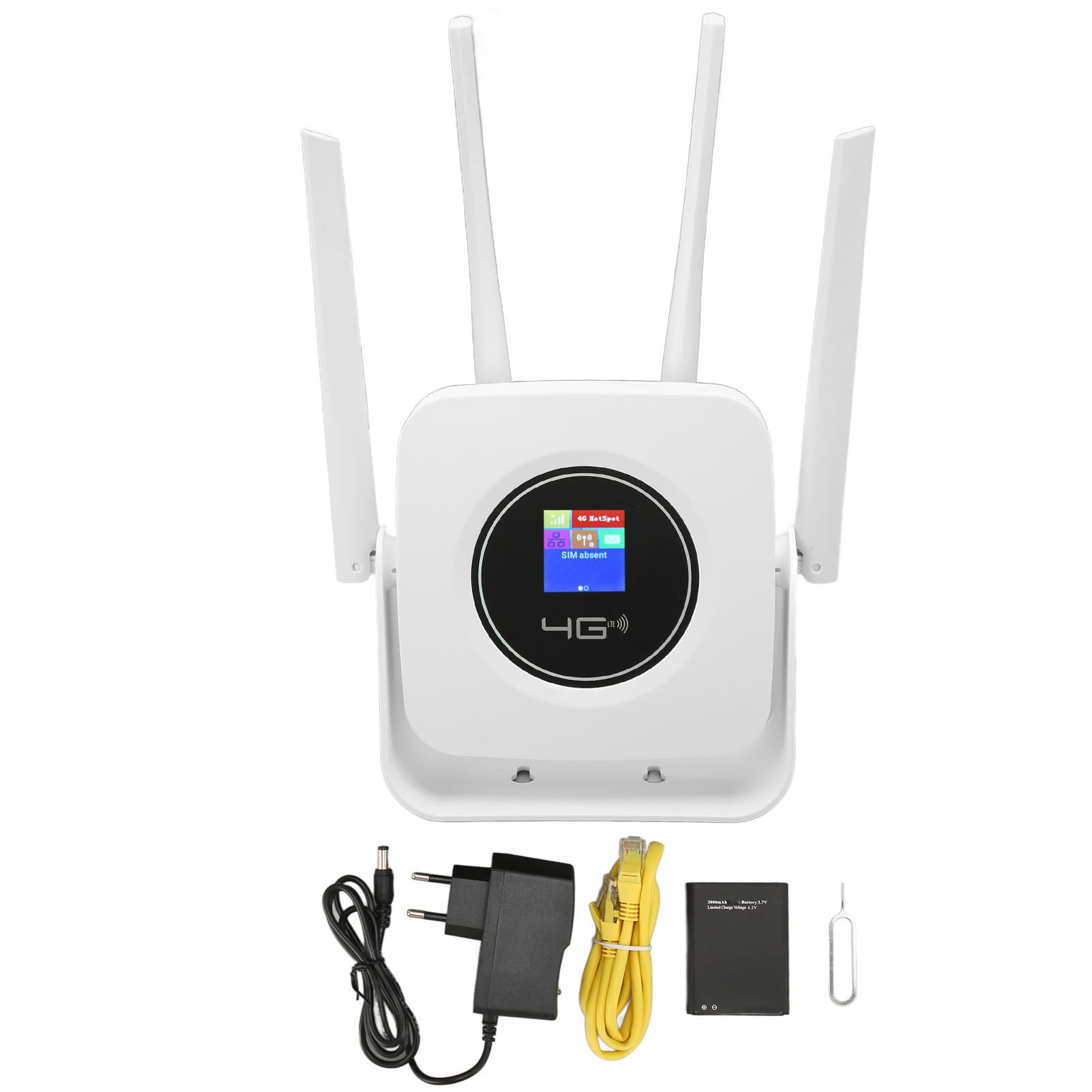 Router Bezprzewodowy 4G LTE z Gniazdem Karty SIM, Zasięg od 300 do 500 M, 32 Urządzenia, Europa, prędkość Pobierania 150 Mb/s, Transmisja Wi-Fi 300 Mb/s (WHITE)