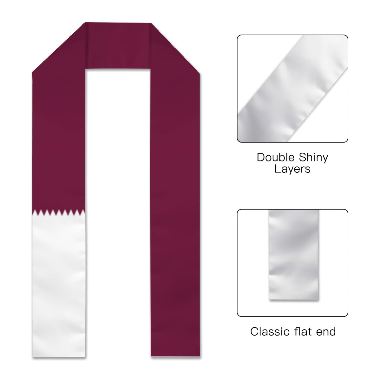 Vintage Qatari Qatar Flag Graduation Stole Sash Shawl for Men Women Thickened Scarf Flattenedfor International Students Teachers Study Aboard Graduate Gift 72 inches Unisex