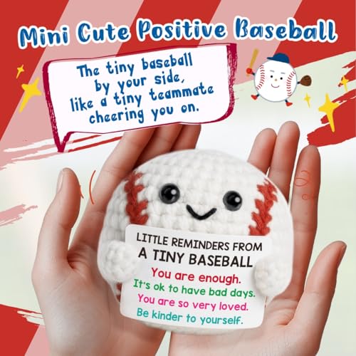 image for TKGIFTHOT Valentines Positive Crochet Baseball Gift Handmade Baseball 