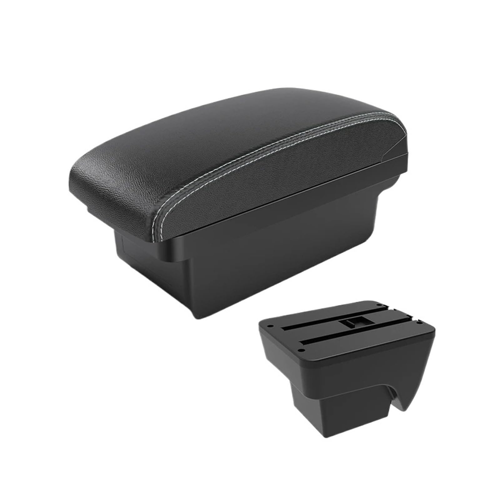 Umdjju A3 Black White Nousb For Seat For Ibiza Car Armrest Modification Multifunctional Double-Layer Storage Box With Usb Charging Easy To Install Accessori Car Centre Console Armrest Box(A3 Black White Nousb)