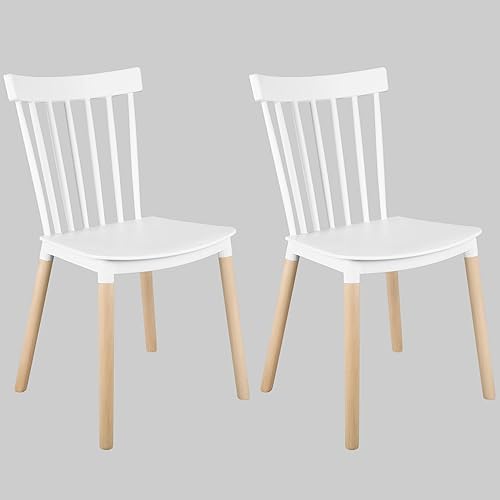 Miniatura 9 de Simpol Home DSW - Sillas de plástico modernas sin brazos con patas de madera para sala, dormitorio, cocina, comedor, sala de espera, restaurantes,