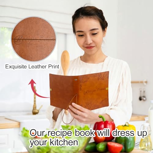 GoShambar Blank Recipe Book To Write In Your Own Recipes, Leather Recipe Notebook, Recipe Journal Hold 150 Recipes(Long Recipes & Short Recipes) (Light Brown) by GoShambar - Image 6