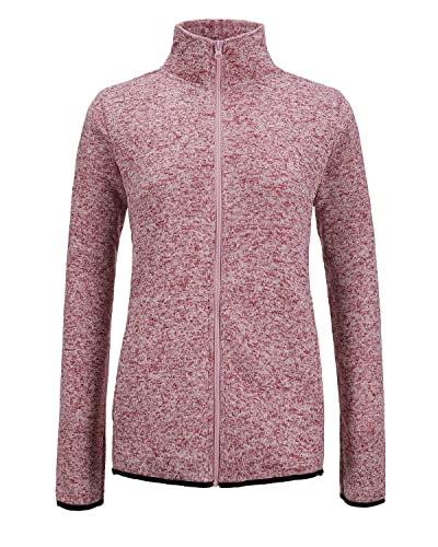 Image of Dolcevida Women's Long Sleeve Sweater Fleece Zip Up Speckled Jacket with Pockets