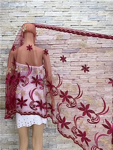 Sequins Embroidered Muslim Women's Big Scarf Hijab Turban African Headscarf Islamic Prayer Daily Shawls4