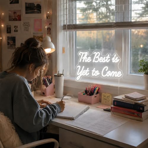 Image of Whfobfe The Best is Yet to Come Neon Sign Led Neon Lights Signs for Wall Decor USB Powered Led for Room Decoration Home Game Room Bar Party Decor