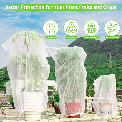Mixc 6 Packs 3 Size Insect Netting Bag, Garden Bird Barrier Mesh Covers Bags With Drawstring, Bug Netting Plant Protection Covers Bags For Blueberry Tomato Vegetable Form Cicadas Bird Squirrels Eating #TOP4