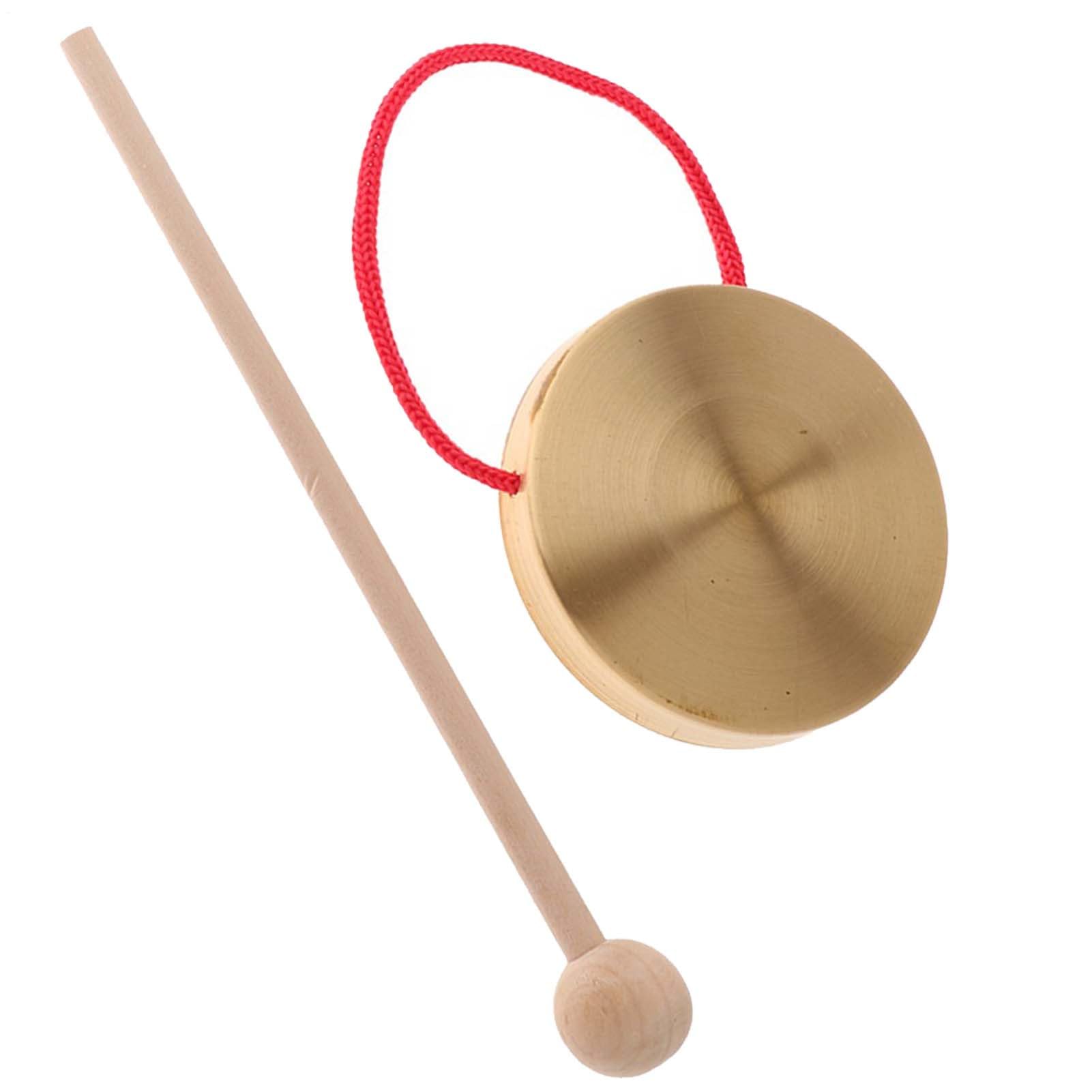 Copper Gong Hand Gong - Instrumento de percusión Tradicional, Musical para niños, 120 mm de diámetro + mazo de Madera de 160 mm, componente de aleación de Metal resonante, para Oficina en casa