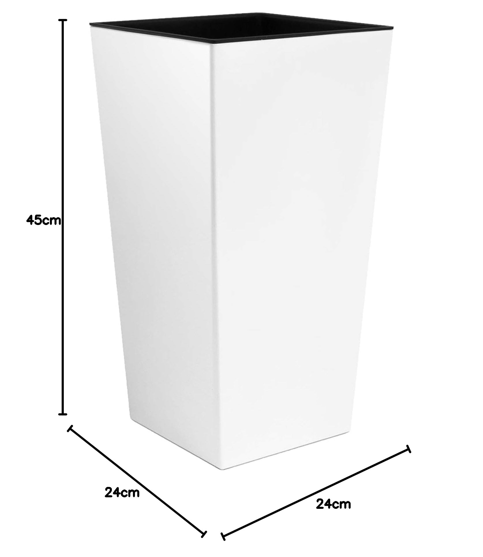 Vaso Quadrato Alto Prosperplast Rato 19 Litri - Con Serbatoio D'Acqua, Plastica, Colore Bianco, 45x24x24 Cm