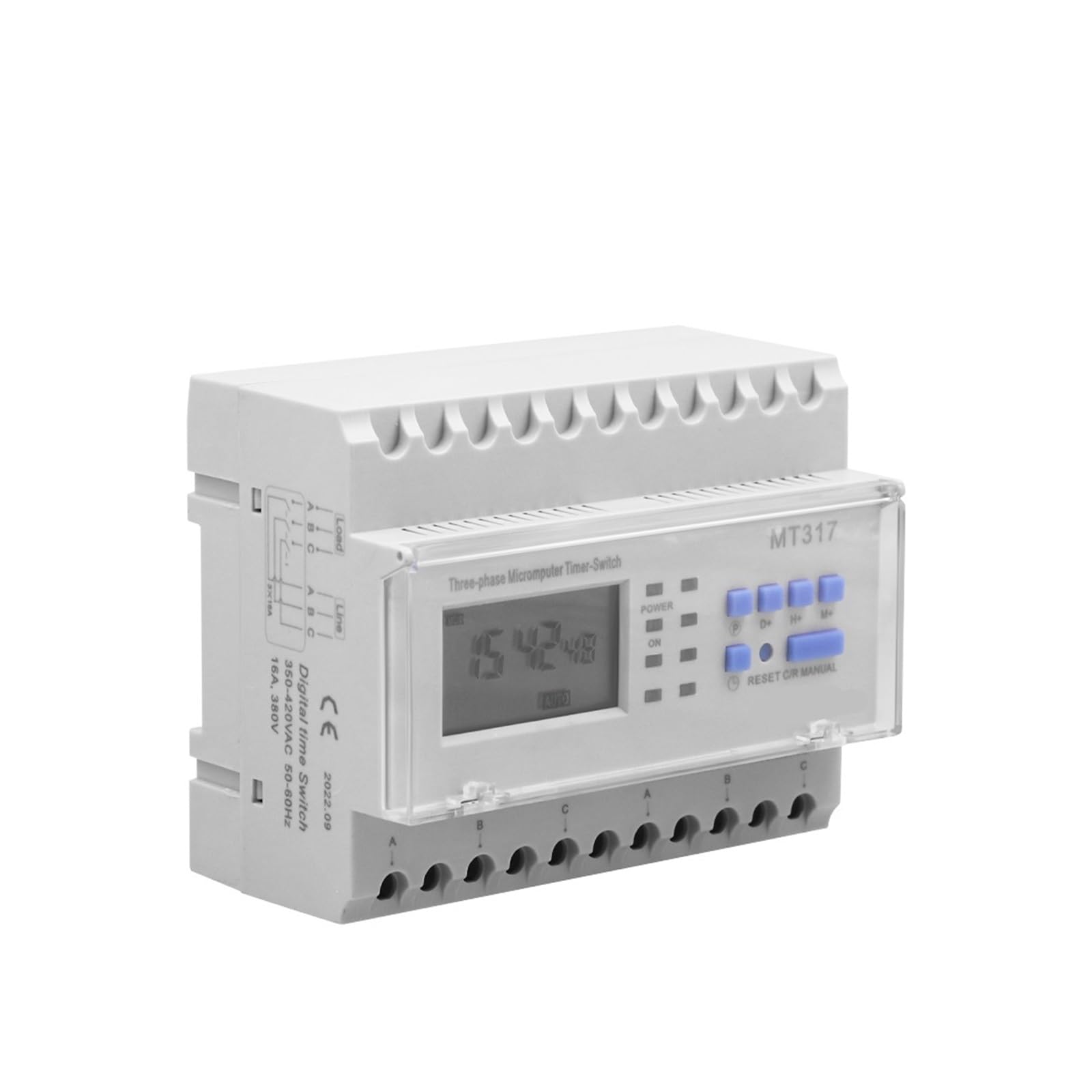 RWRAPS Interruptor Temporizador programable MT317 16A 380VAC DIN Rail trifásico Interruptor de Control de Tiempo de Tres Cables Interruptor Temporizador Digital