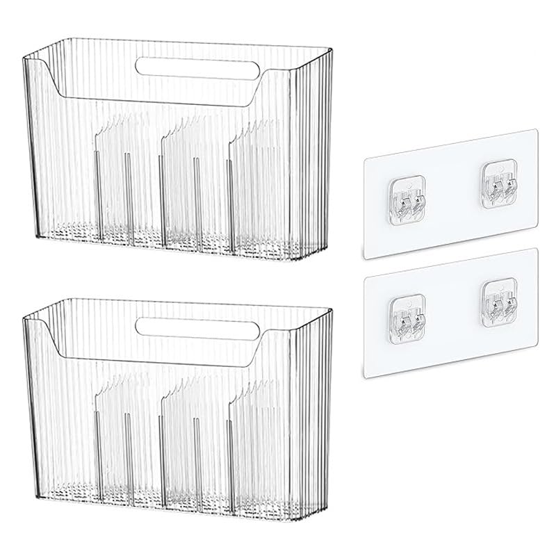 Confezione Da 2 Organizer Adesivi Per Porta Armadio - Contenitori In Plastica Per Cucina, Bagno, Dispensa E Frigorifero - 3 Misure (L, M, S) - 2